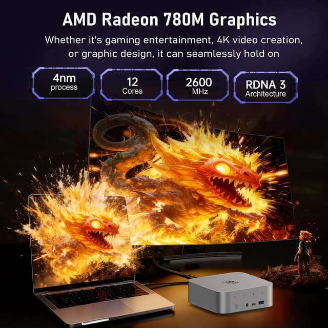 Detalle 2 de Beelink SER9 Pro+ Mini PC with Ryzen 7 H 255 (up to 4.9GHz) and Radeon 780M, 32GB RAM, 1TB PCIe 4.0 SSD