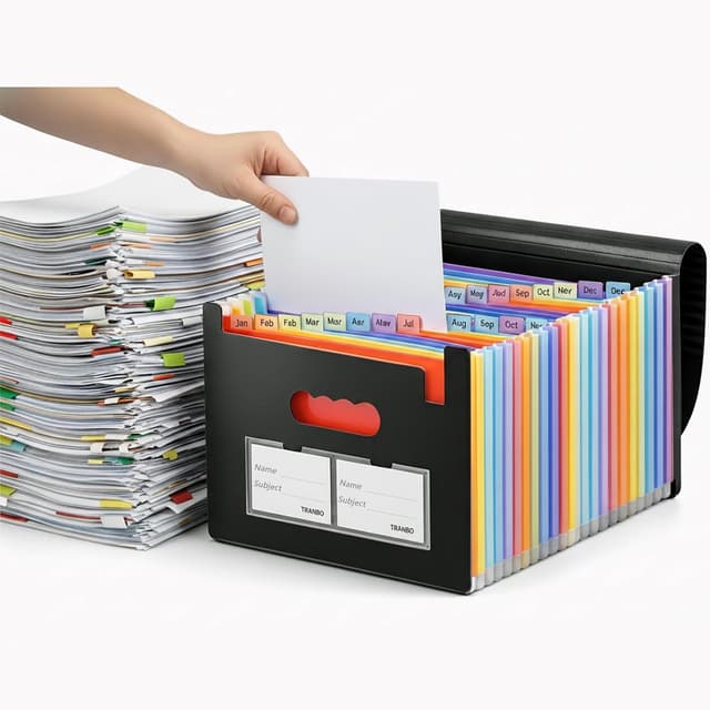 Thumbnail 6 de TRANBO 13-Pocket Expanding File Folder with Zipper, A4 Document Wallet Organiser