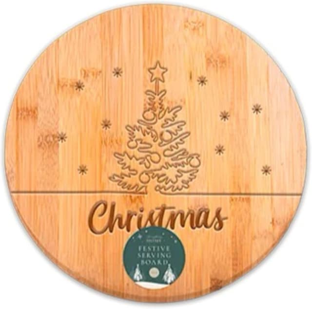 Detalle de eBoutik Christmas Round Bamboo Serving Board