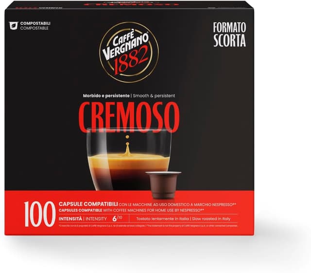 Imagen de Caffè Vergnano 1882 Èspresso Cremoso 100 capsule compatibili en OfertitasTOP