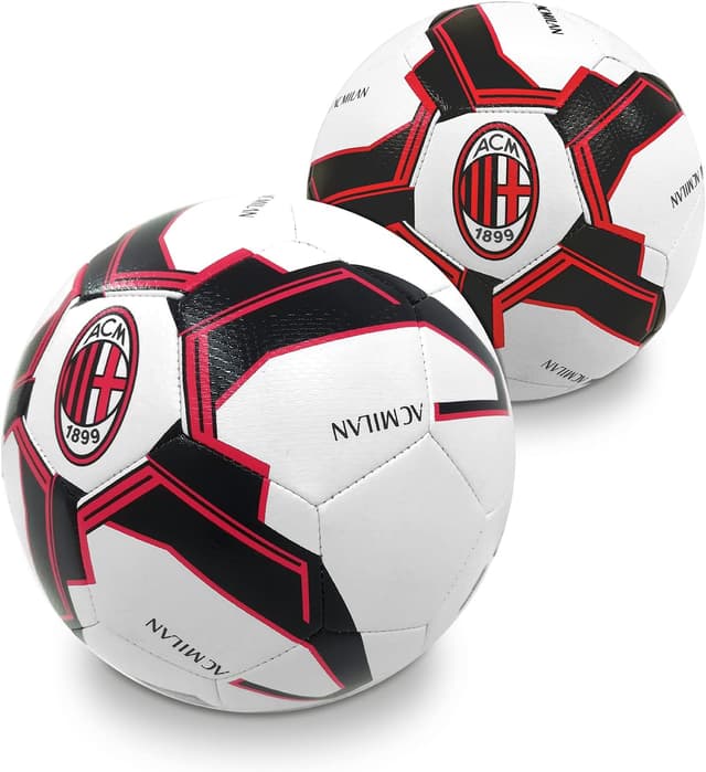 Detalle de Pallone da calcio cucito A.C. Milan Mondo Sport, misura 5 bianco-rosso-nero