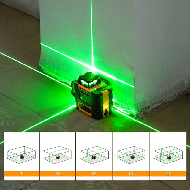 Detalle de KAIWEETS KT360A – niveau laser croix vert 3x360° autonivelant avec mode manuel