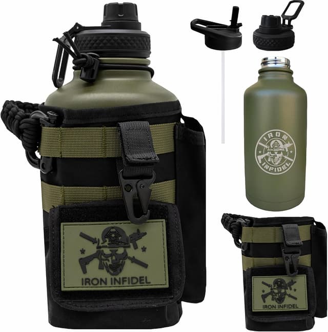 Thumbnail 6 de Iron Infidel Battle Bottle Half Gallon Insulated 64 oz Stainless Steel Jug with Paracord Handle and Rugged Sleeve (Betsy Ross 2 Liter)