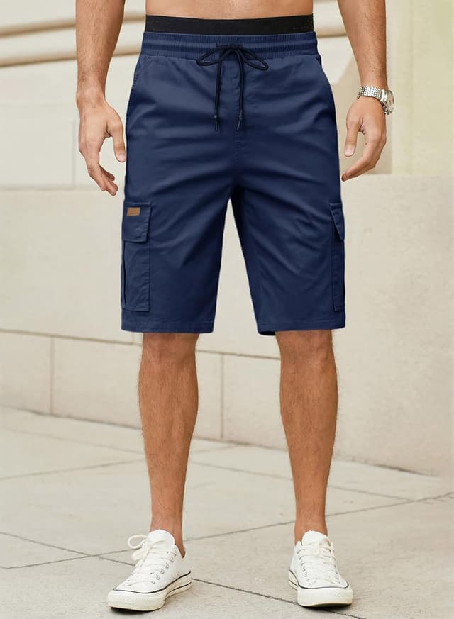 Detalle 2 de JMIERR Cargo-Shorts für Herren aus Baumwolle mit Taschen – kurze Freizeithose mit Knopfleisten