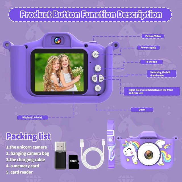 Detalle 2 de MYSTILUCK Kinderkamera 1080P HD mit 32 GB