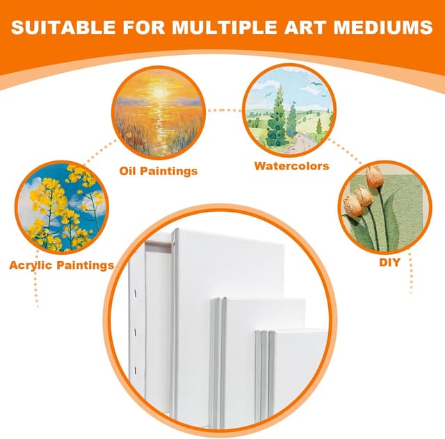 Thumbnail 6 de Starward 9 Leinwände zum Bemalen (30x20, 20x15, 15x10 cm) mit 10 Pinseln – Set für Acryl & mehr