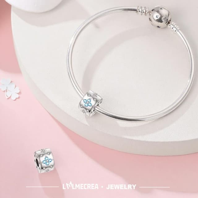 Detalle de LMLMECREA Charms Stopper für Armband aus 925 Sterling Silber – Clip für europäische Armbänder, Spacer-Bead für Damen