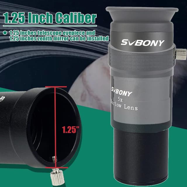 Detalle de Lente di Barlow Svbony 5X 1,25" in lega di alluminio (multistrato completo) per osservazione planetaria e astrofotografia