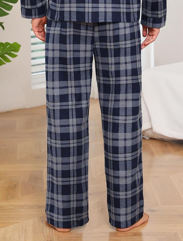 Detalle de ENJOYNIGHT men’s flannel cotton pyjama bottoms with drawstring (soft plaid lounge pants)