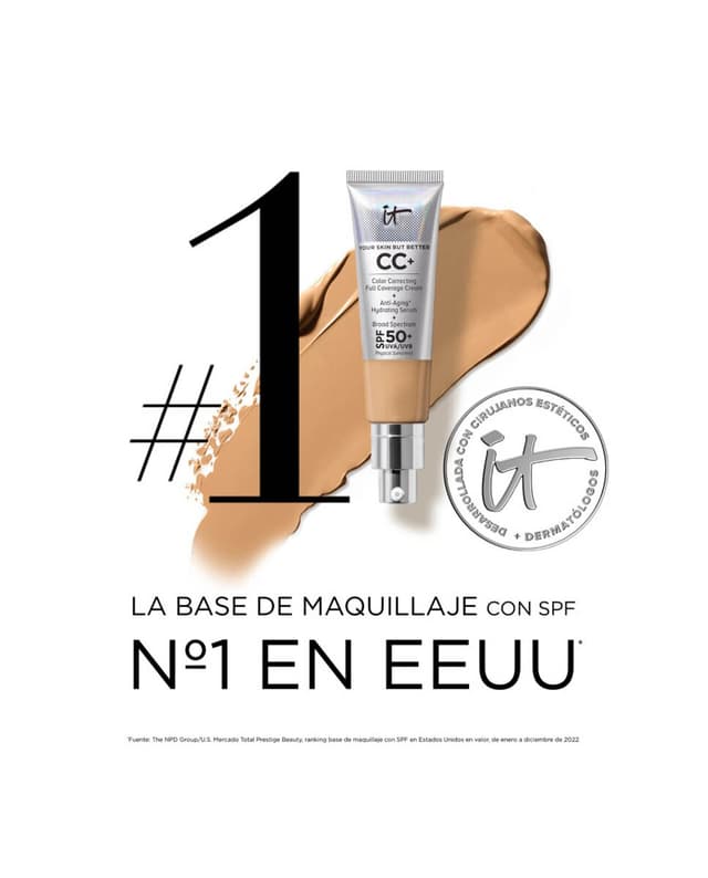 Detalle 2 de IT Cosmetics Your Skin But Better CC+ Cream SPF 50+ — Base de maquillaje 💄