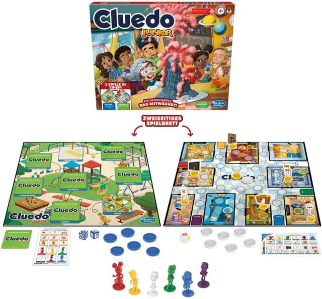 Detalle 2 de Hasbro Gaming Cluedo Junior – 2-seitiges Detektivspiel mit zwei Schwierigkeitsstufen für Kinder