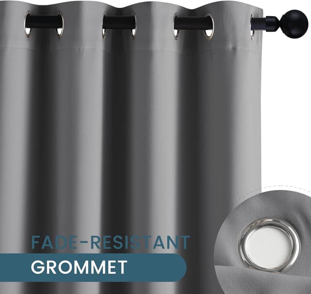 Detalle de PONY DANCE Outdoor-Vorhang wetterfest mit Ösen, 2er-Set (H 213 x B 132 cm), Grau