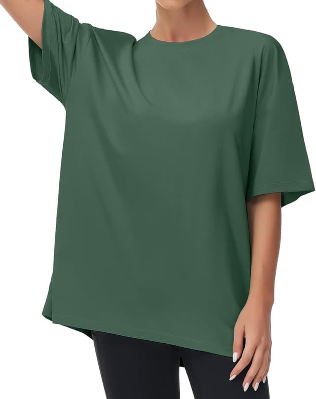 Thumbnail 6 de THE GYM PEOPLE T-Shirt oversize da donna in tessuto traspirante con spalla bassa