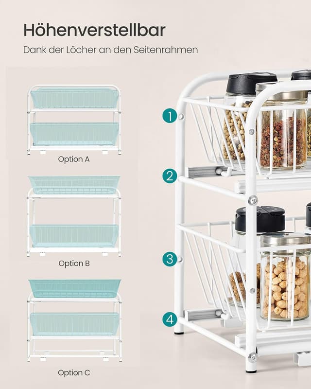 Thumbnail 6 de SONGMICS Küchen-Organizer KCS017W01V1 mit 2 Ebenen, stapelbar und erweiterbar (mit Metallkörben)