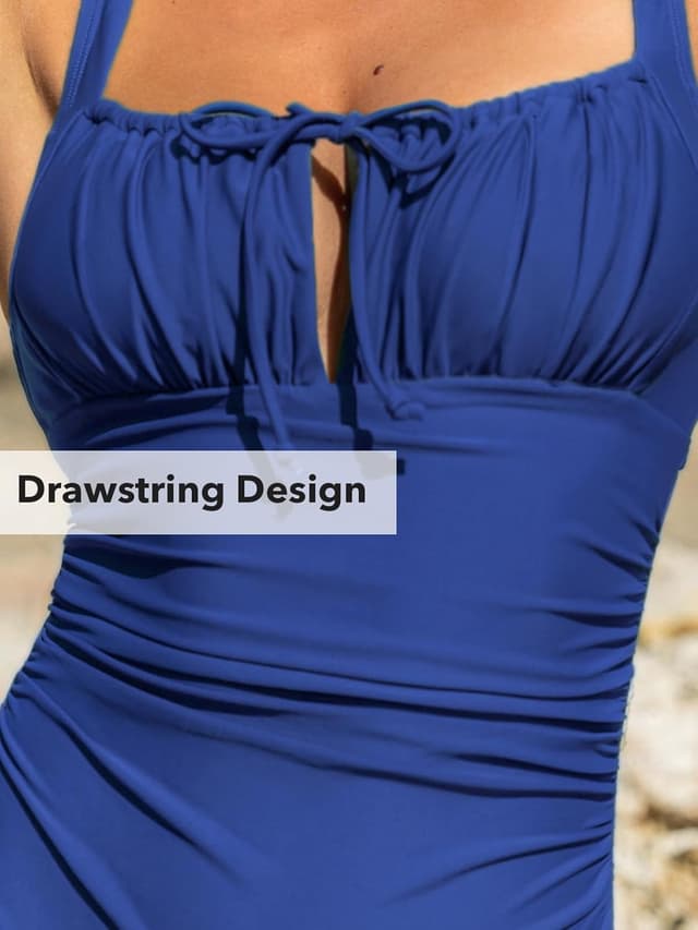 Detalle de CUPSHE Costume da bagno intero da donna con scollo quadrato sul retro ritagliato e coulisse