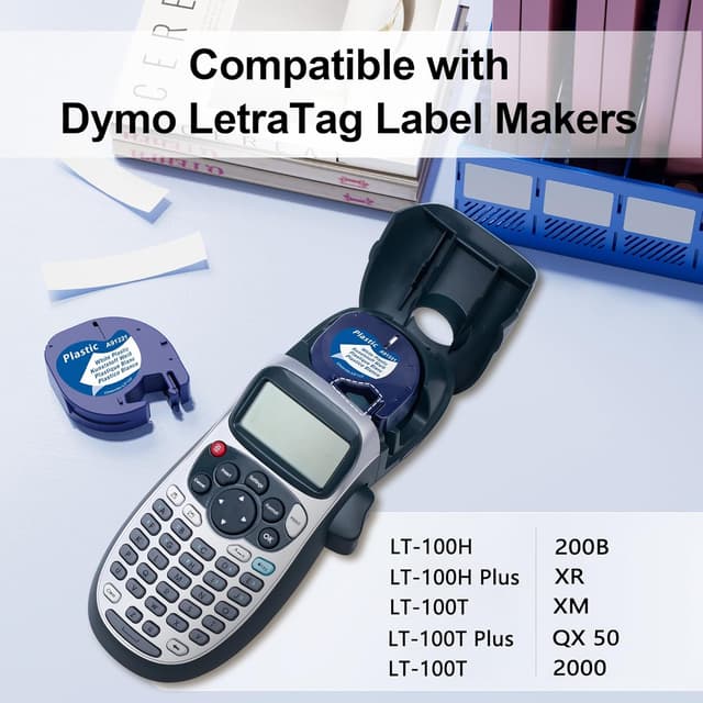 Detalle de MarkField 6er Pack kompatible Dymo LetraTag Etikettenbänder 12 mm x 4 m (Schwarz auf Weiß)