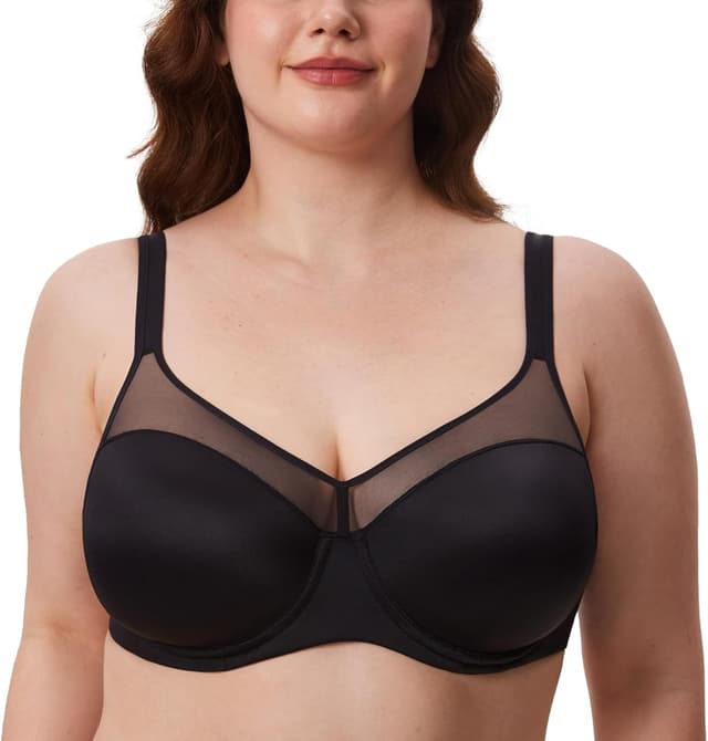 Detalle de DELIMIRA Damen T-Shirt-BH mit Bügel, Vollschalen und U-Rücken-Design (große Größen)