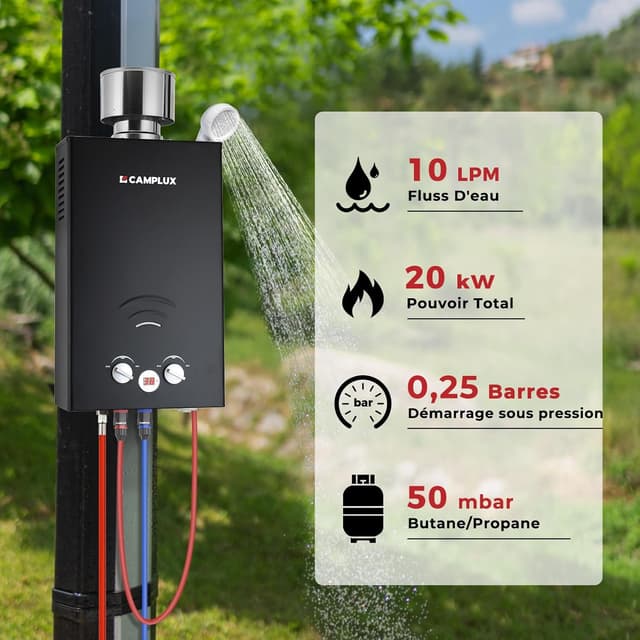 Detalle 2 de CAMPLUX 10 L Chauffe-eau gaz BW264BCP120