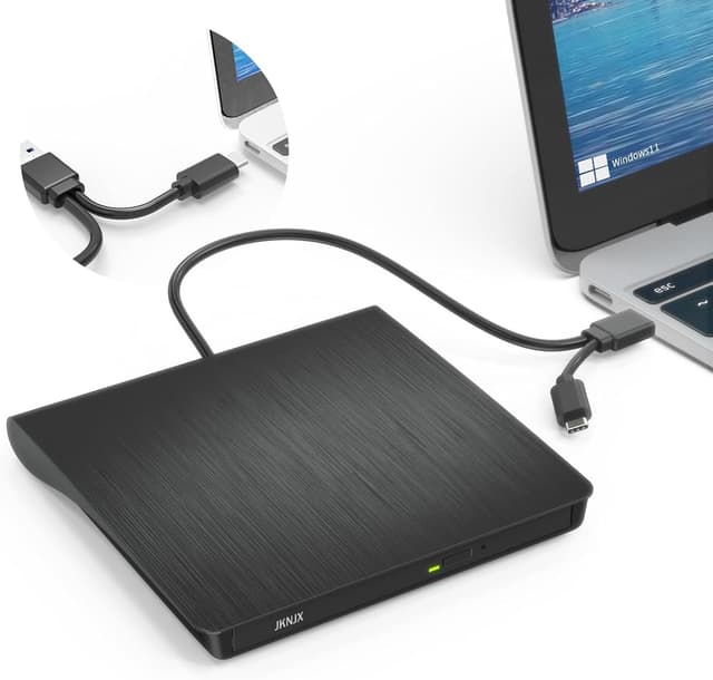 Detalle de External USB 3.0 & Type-C CD/DVD Drive (CD-R/RW & DVD±RW) for Windows, macOS, and Linux