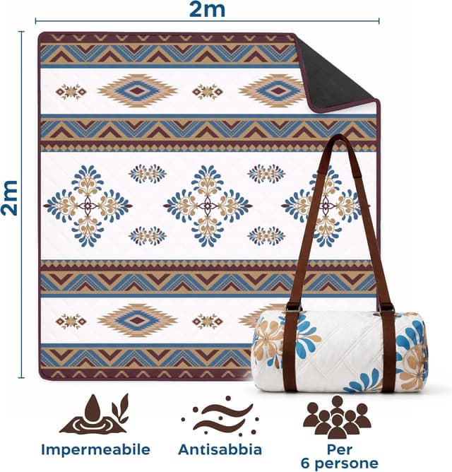 Detalle de Twinzee Coperta Pic Nic Impermeabile 200x200 cm (XXL) stuoia da campeggio, picnic e spiaggia