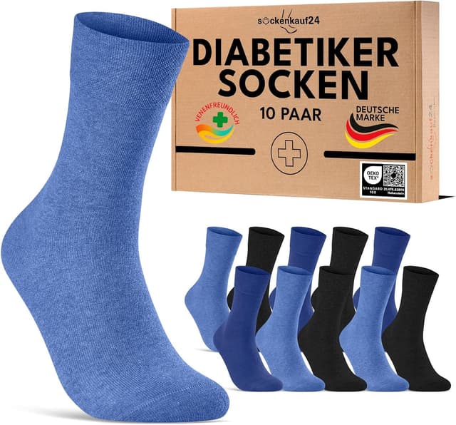 Imagen de sockenkauf24 Diabetikersocken 10 Paar ohne Gummibund und ohne Naht (Baumwolle) en OfertitasTOP