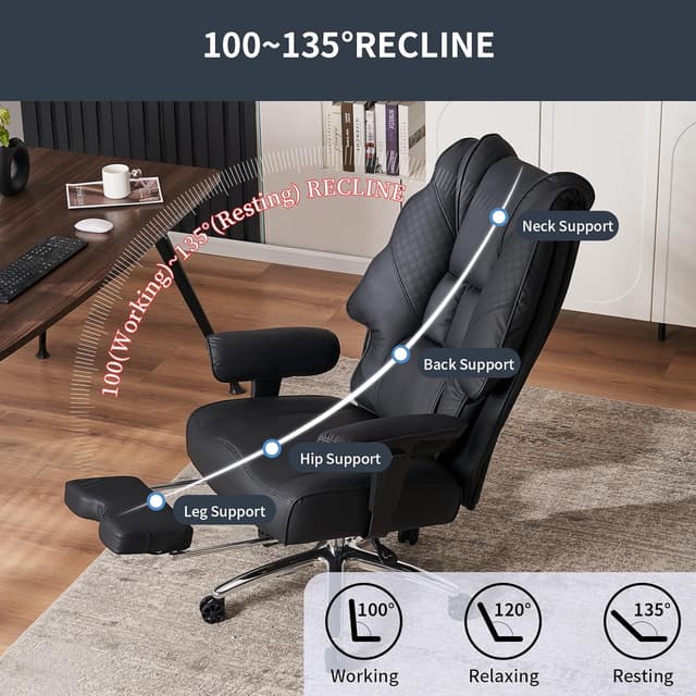 Detalle de EXCEBET Ergonomic High‑Back Office Chair 400 lbs