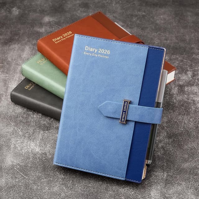 Detalle de Mcdsuc Academic Diary 2026 A5 (Jan–Dec 2026) — day-per-page planner with hardcover, tabs and pen