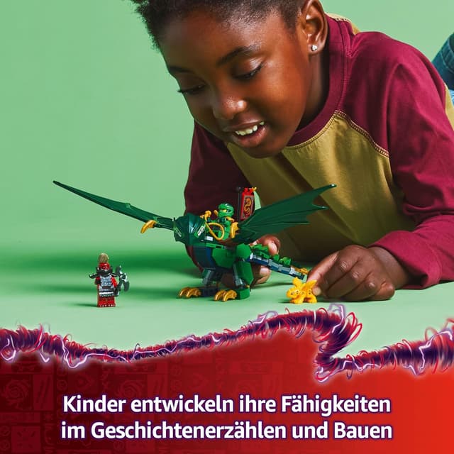 Detalle de LEGO NINJAGO 71829 Lloyds grüner Walddrache – baubarer Spielzeugdrache mit 2 Minifiguren