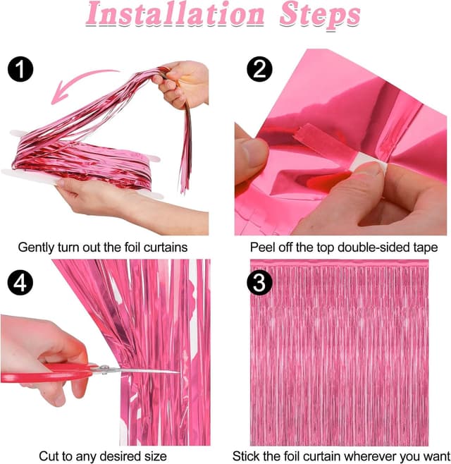 Thumbnail 2 de Pink Tinsel Backdrop 3.28x7.05 ft 2-Pack