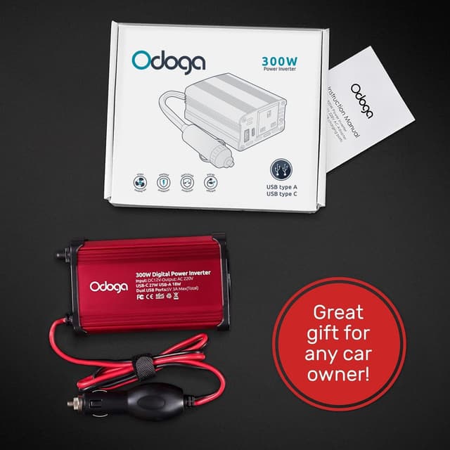Thumbnail 6 de Odoga 300W Car Power Inverter (12V to 240V) with USB-A & USB-C 3A Charging Ports