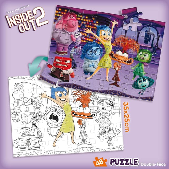 Detalle 2 de Lisciani DISNEY Alles steht Kopf 2 doppelseitiges Puzzle mit ausmalbarer Rückseite (48 Teile) ab 4 Jahren