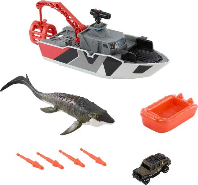 Thumbnail 5 de Matchbox Mosasaurus Rescue Boat 12.5" Playset