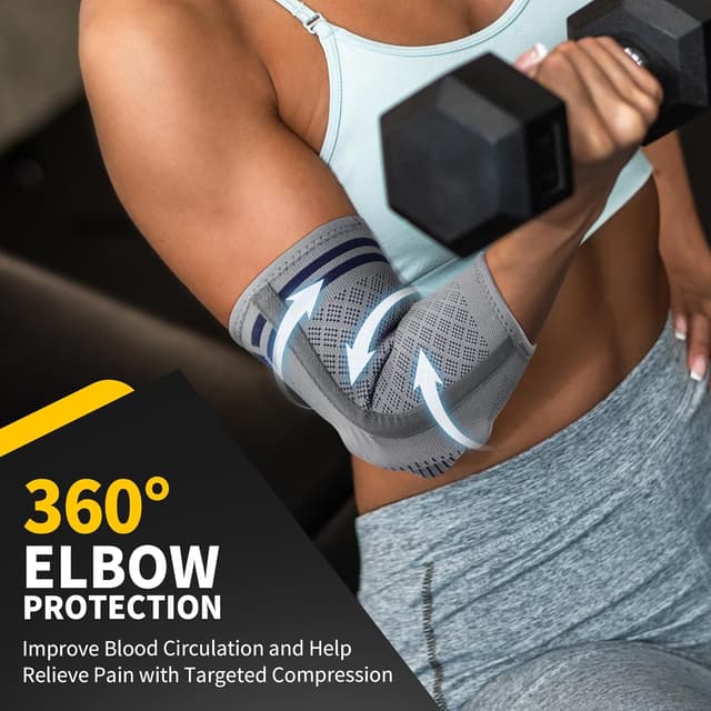 Detalle de CAMBIVO Elbow Support for Men & Women (2 Pack) with Gel Pad and Dual Stabilisers
