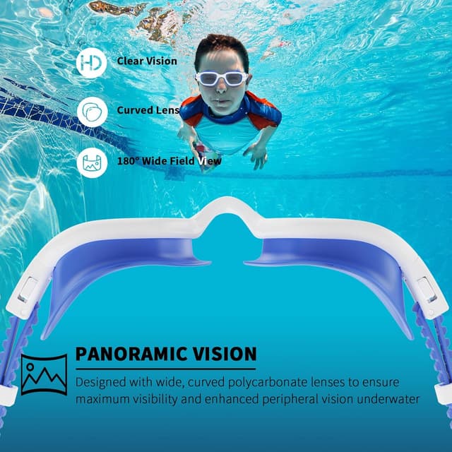 Thumbnail 2 de BEEWAY Kids Swimming Goggles 6-14 Wide View