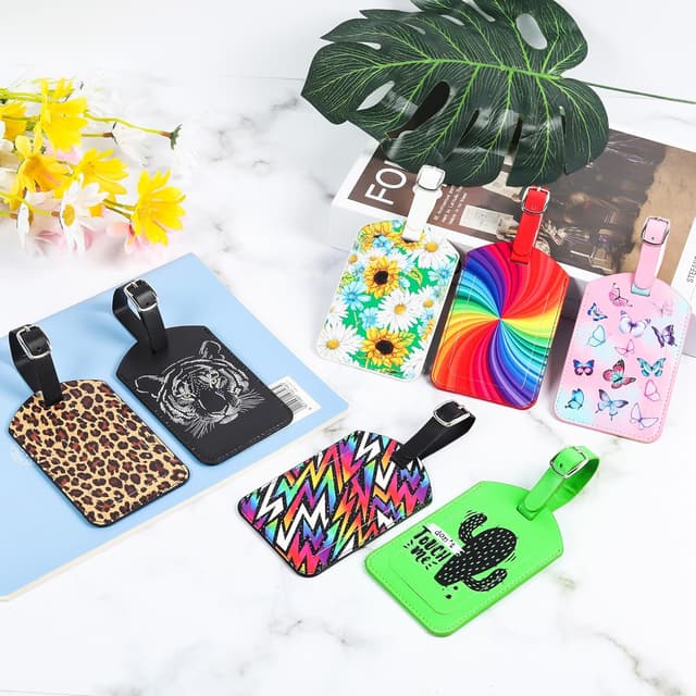 Thumbnail 4 de Leather Luggage Tags 2 Pcs Spinning Rainbow