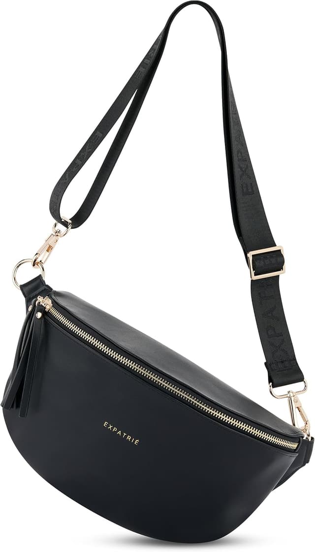 Detalle 2 de Expatrié Marsupio Donna Alice Medium nero in pelle vegana impermeabile