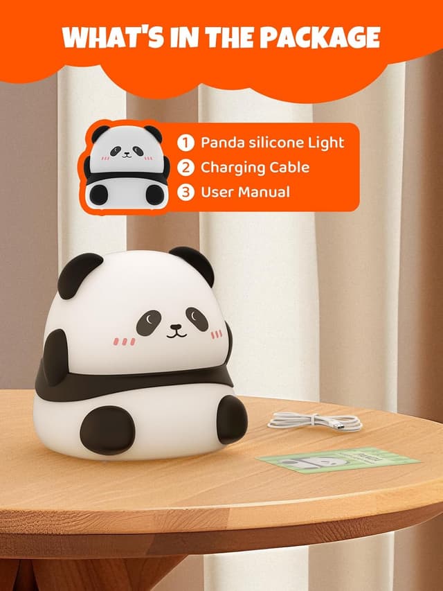Thumbnail 6 de Smiling Shark Mignon LED Veilleuse enfant Panda tactile rechargeable 3 niveaux + RGB