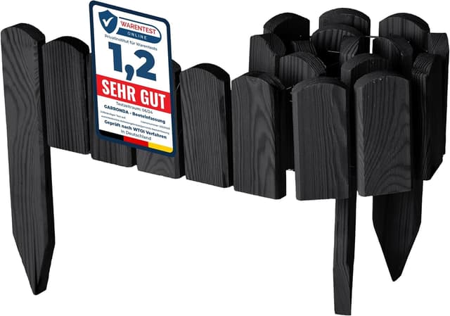 Detalle de Garronda GD-0148 : bordure de jardin en bois (Graphite) 100 cm, hauteur 10 cm