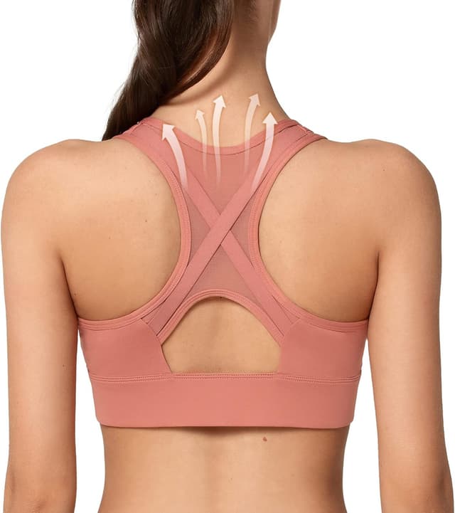 Detalle 2 de Yvette High Impact Zip Front Sports Bra with Mesh Racerback Support (Front Closure)