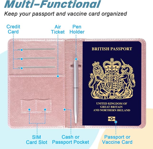 Detalle de DMLuna Premium PU Leather Passport Holder with RFID Blocking