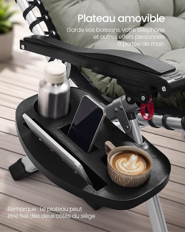 Detalle 2 de SONGMICS Chaise gravité zéro 110 kg