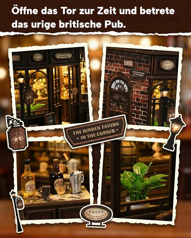 Thumbnail 6 de Book Nook Kit Taverne – 3D Holzpuzzle mit LED-Licht, DIY Miniatur-Haus & Werkzeug-Set (ab 14)