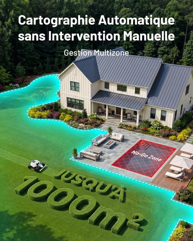 Detalle de MAMMOTION LUBA Mini 2 AWD 1000 : robot tondeuse avec cartographie IA et vision par caméra