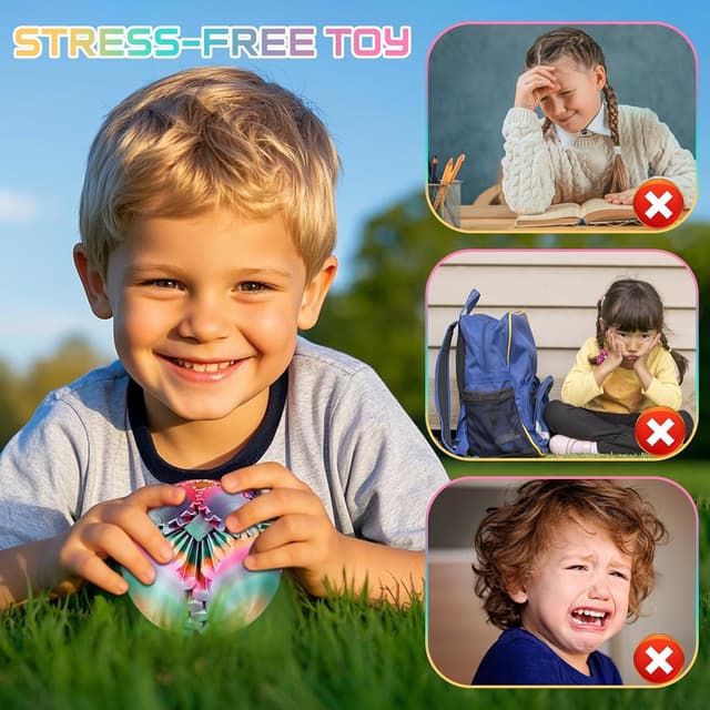 Detalle de Balkwan Gear Ball 3D Printed Fidget Toy Spinning Gear Sphere (Rainbow, 2.5 in diameter)