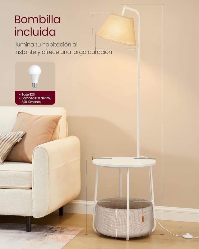 Thumbnail 4 de VASAGLE LFL004WC04 mesa auxiliar con lámpara 9 W