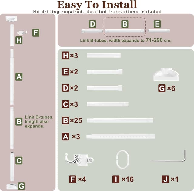 Thumbnail 6 de Yeabett Room Divider adjustable 122–305cm, 70–290cm