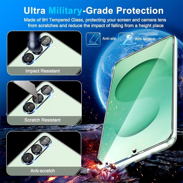 Detalle de firtstnow 3 Pack Tempered Glass + 3 Pack Camera Lens Protector for Samsung Galaxy S25 Plus (6.7")