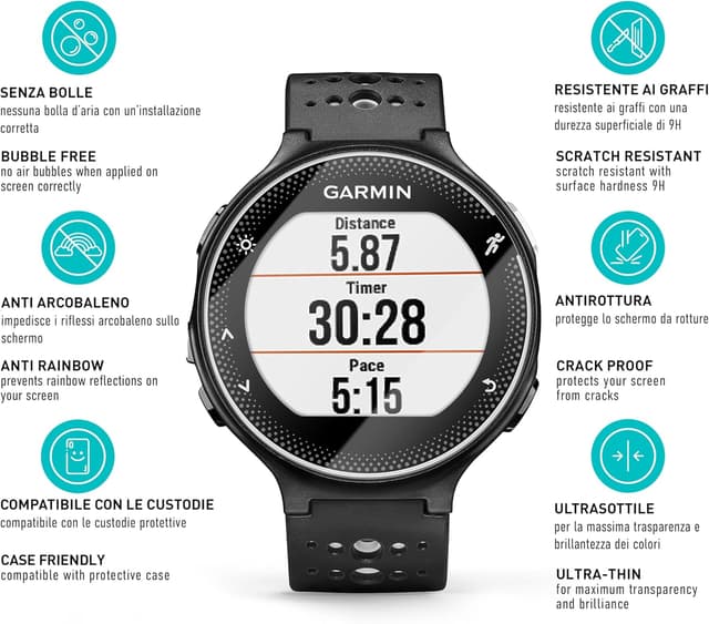 Detalle de smartect Vetro Temperato (3 pezzi, Clear) per Garmin Forerunner 235