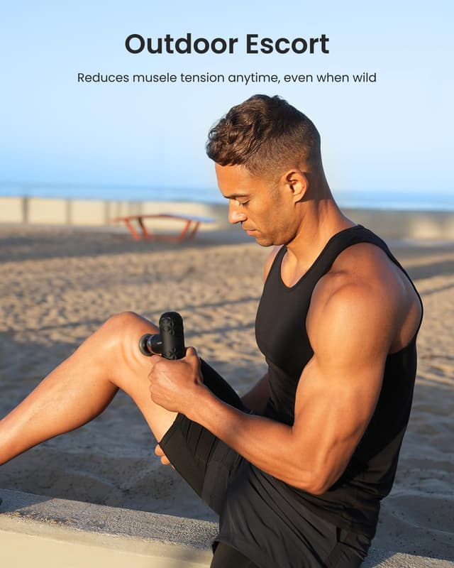 Detalle de RENPHO Mini Massage Gun with Heat — ultra-compact heated deep tissue massager with 4 heads