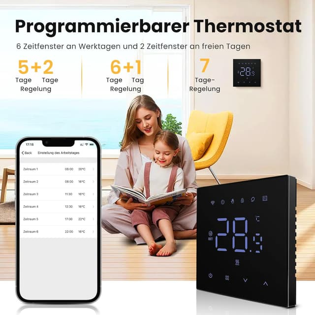 Detalle 2 de MIUCDA Smart-Thermostat für Fußbodenheizung